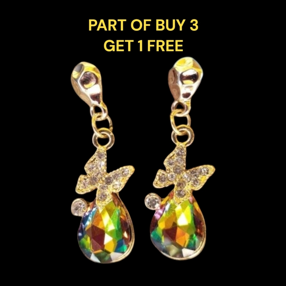 🦋Butterfly & Iridescent Rhinestone Earrings - NWOT🦋